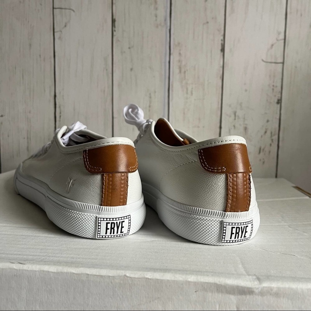 Frye White Leather Lace Low Sneakers in Size 9 - Picture 2 of 9